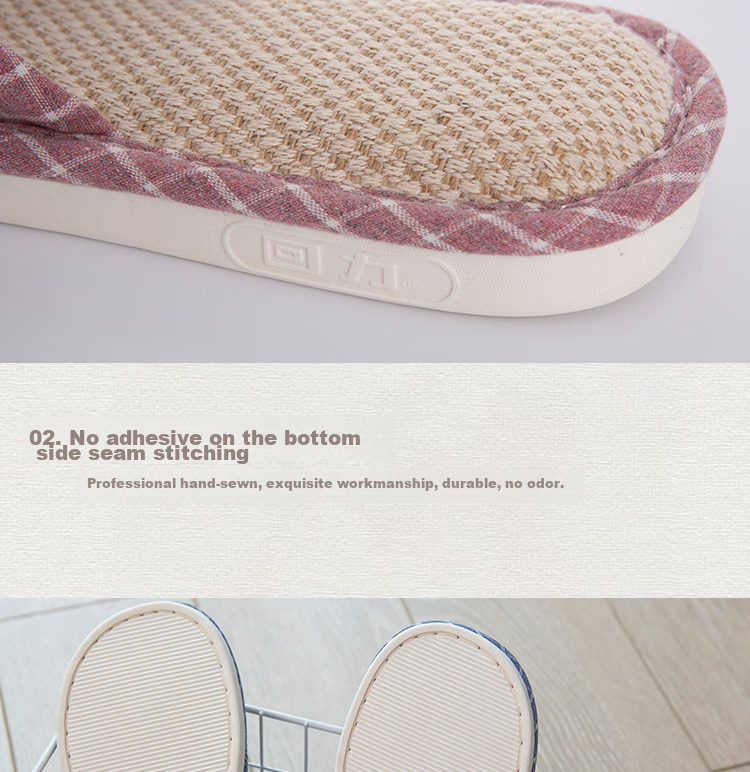 Huili Slippers for Men And Women, Linen Sandals, Couples' Home Casual Lightweight Breathable Sweat-Absorbing Thick-Soled Wear-Resistant Floor Slippers, Classic Mesh Style HL1036, Light Coffee Color, Size 38 to 39 7