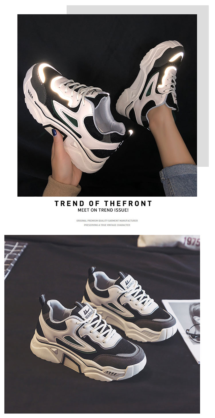 Warrior Women's Dad Sneakers Thick Sole Height Increasing Spring Summer Casual Sports Shoes Upgraded Version Beige Black Size 36 5