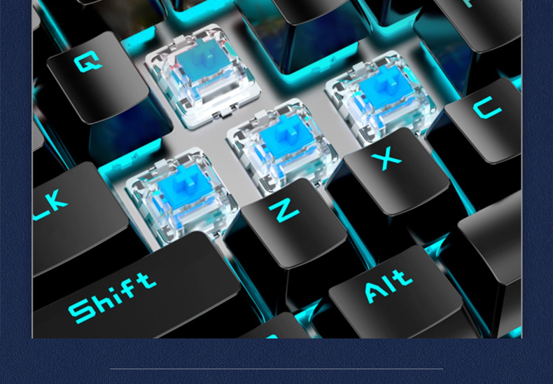 HP K10G Mechanical Keyboard with Blue Switches, Wired Keyboard for Gaming, E-Sports, Office Work And PUBG, 104 Keys Full-Size Compatible with Laptops And Desktop Computers, Full Anti-Ghosting 9