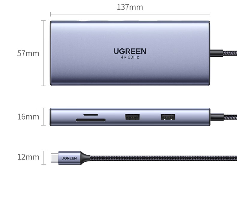 UGREEN Type-C Four-Screen Display Dock, USB-C to DP/HDMI/VGA Converter, Thunderbolt 4 Expansion Dock, Multi-Screen Extension, 4K Split-Screen Extension, Compatible with Honor And Huawei Computers And Phones, MST 33