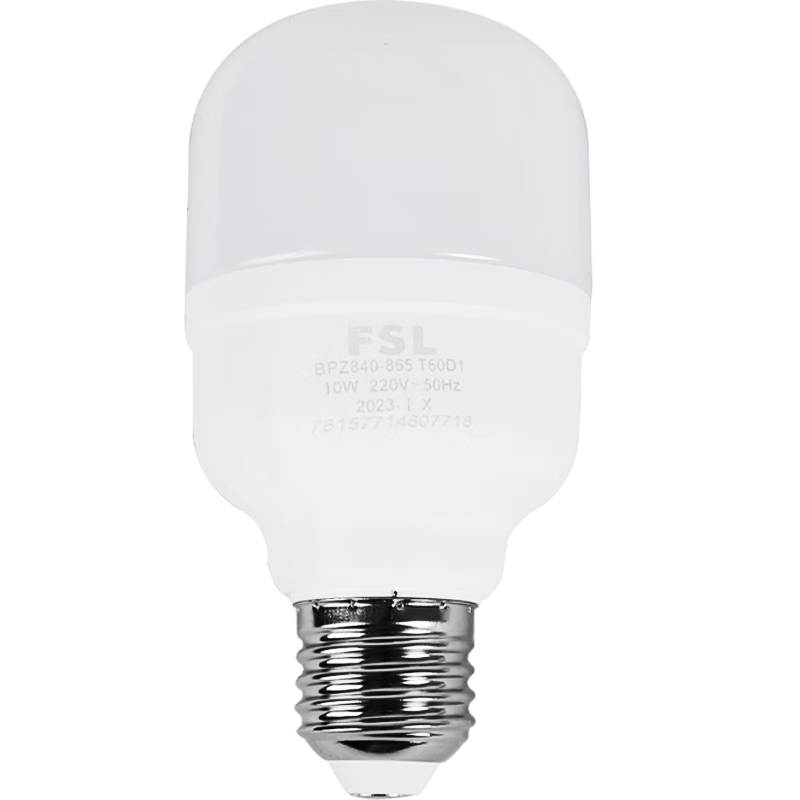 Foshanzhaoming (FSL) LED Bulb, 10W Cylindrical Globe, Energy-Saving Light Bulb, High-Power Lighting Source, Super Bright, E27 Screw Base, Cool White (6500K)