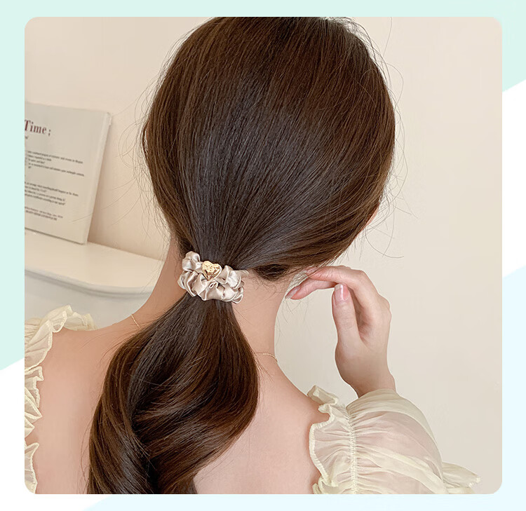 CHIMERA 2 Pieces Silk Hair Ties, Mulberry Silk Hair Bands, Hair Elastics, Hair Flowers, Hair Accessories for Women, Mid-Autumn Festival Gift 16