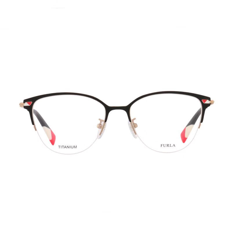 FURLA Semi-Rimless Women's VFU263K Commuter Myopia Optical Glasses Frame, Stylish Eyewear 5208FW Bright Gray Gold 1