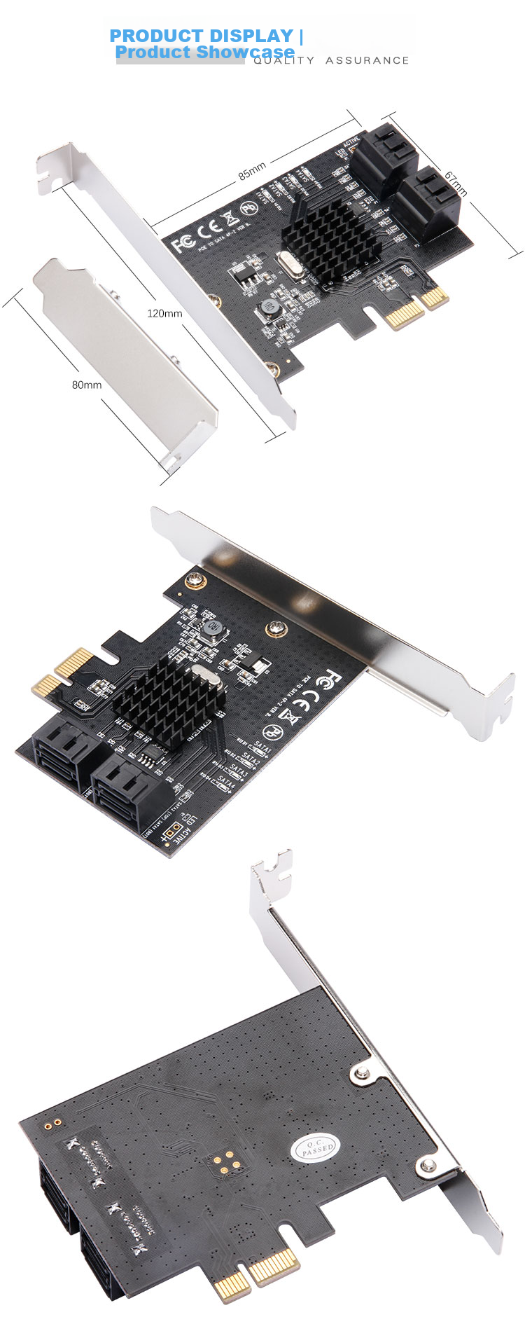 MOGE Desktop PCIE to 4-Port SATA 3.0 Hard Drive Expansion Card, Marvell 9215 Chip, Supports System Boot MC2692 7
