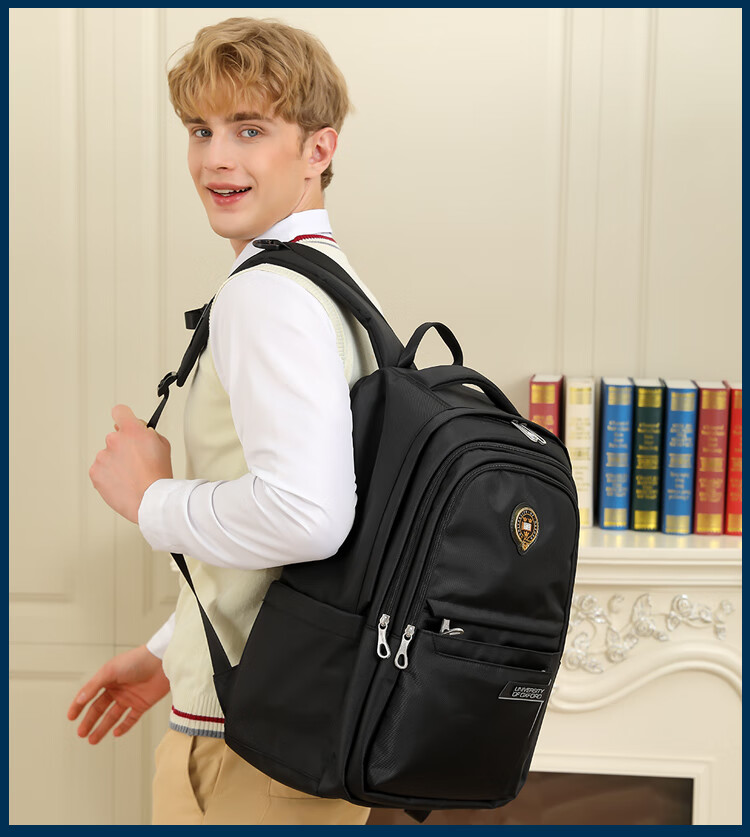 UNIVERSITY OF OXFORD Backpack for Male And Female Middle School, High School And College Students, Lightweight Travel Backpack X995A Navy Blue 5