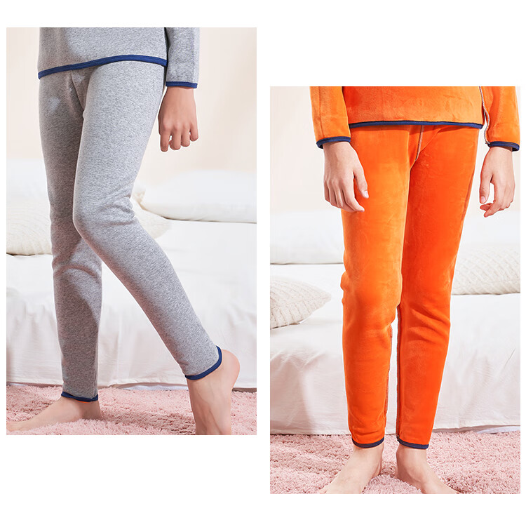 LangSha Autumn New Children's Thermal Pants, Boys And Girls Inner Wear School Uniform Essential, Baby Autumn And Winter Fleece-Lined Thick Cotton Long Johns, Size 110 13
