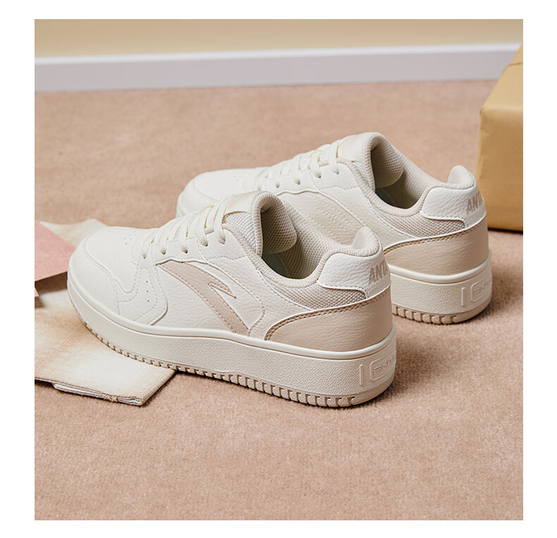 Anta Origin Year 2.0 Women's Thick-Soled Skate Shoes Casual White Sneakers Retro Trendy Height-Increasing Sports Shoes for Students Couples 25