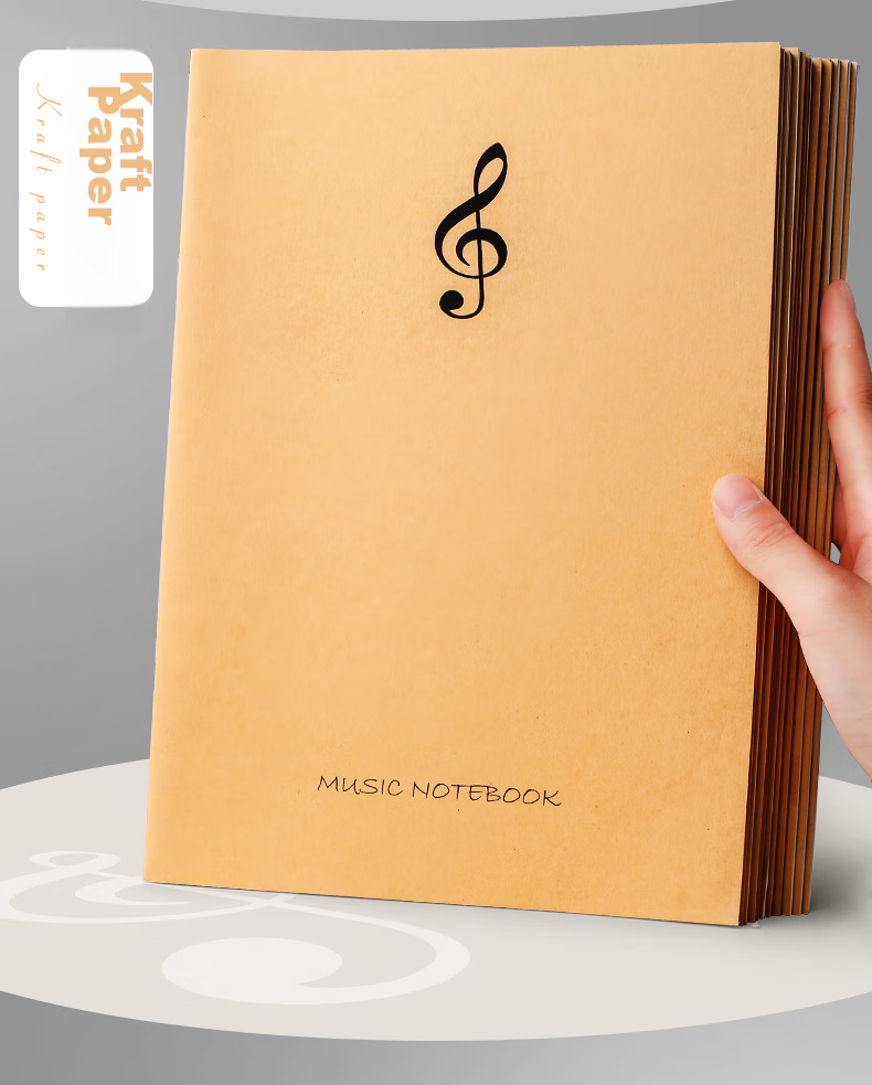 Jinzhi B5/40 Pages, 5-Book Set with Black Card Cover And Staff Paper, Large Spacing Student Sheet Music Notebook, Piano Guitar Practice Music Notebook for Children Beginners, Wide-Spaced Musical Score Book 3