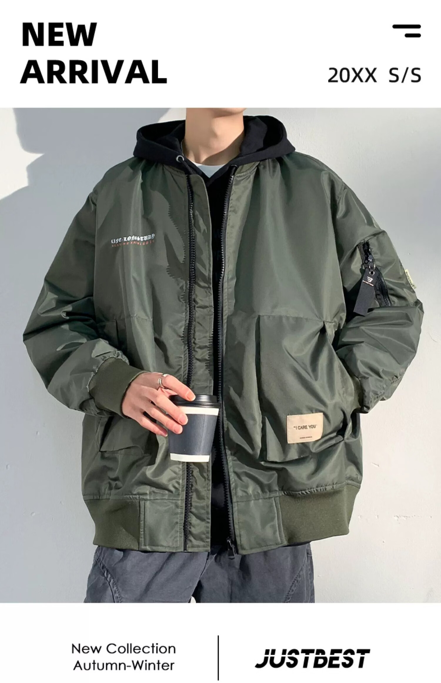 Dingfengbaoluo Outdoor Hiking Windbreaker Jacket for Men, Spring Loose Fit Windproof Casual Coat MYY740 Black Size M 3