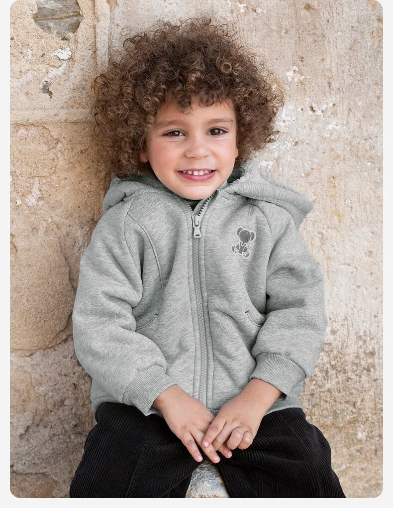 DAVE & BELLA Kids Autumn Jacket Fleece Lined Casual Hoodie for Boys and Girls Baby Hooded Clothing 1