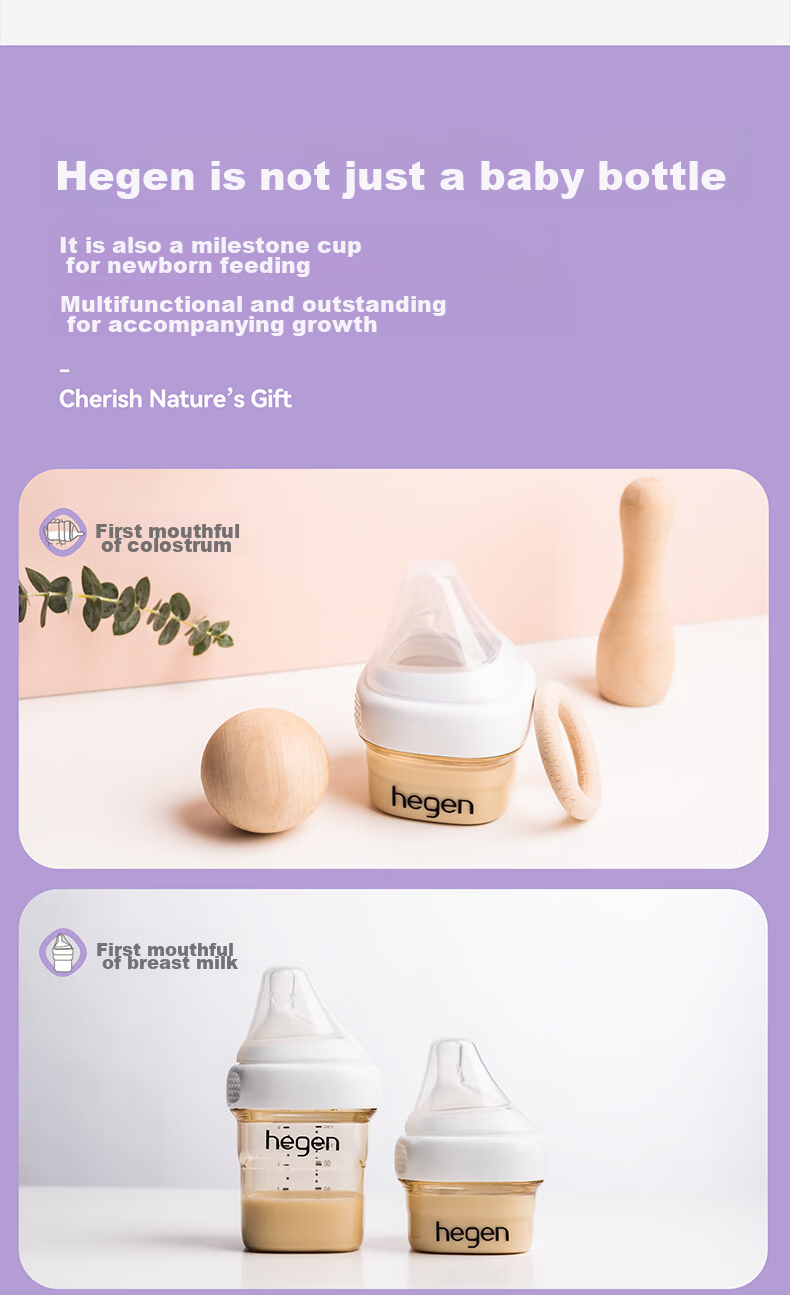 HEGEN Baby Bottle for Newborns 3-6 Months, 240ml PPSU, Anti-Colic, Anti-Choking, Breast-Like, Imported, Pink 7