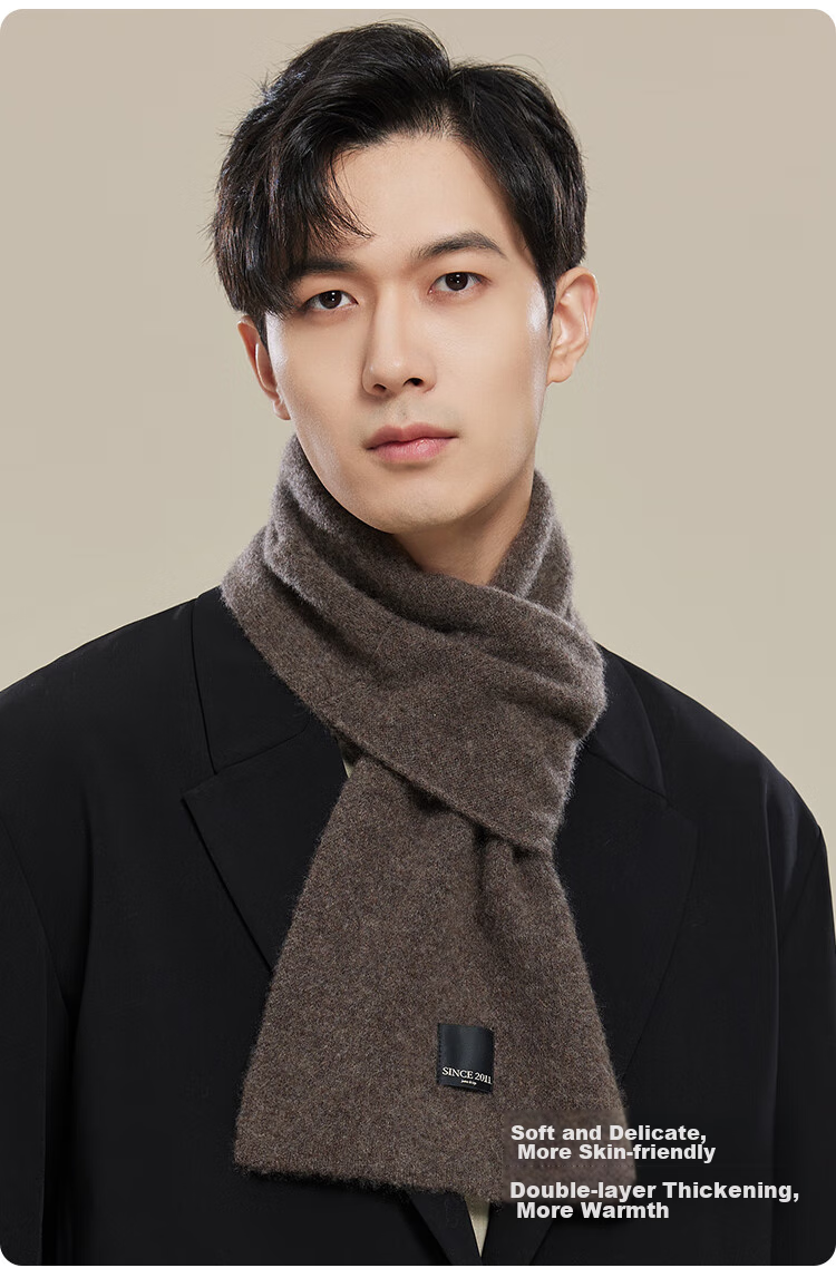 JIUMU 100% Cashmere Scarf for Men, Autumn And Winter Warm Neck Warmer, Gift for Men Or Fathers, Mid-Autumn Festival Birthday Present, Gift Box Packaging 6