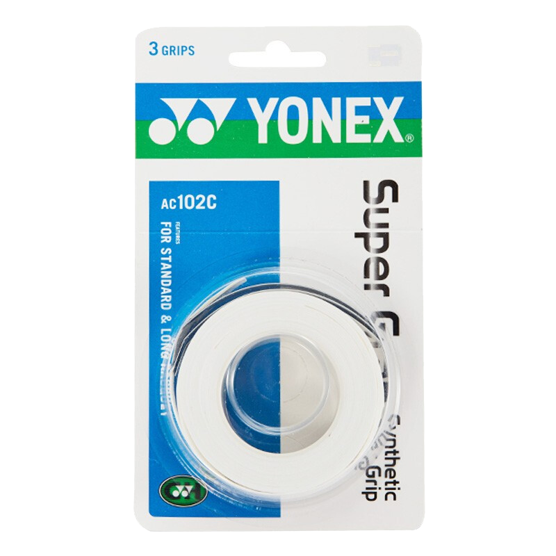 YONEX Badminton Racket Grip Tape, Sports Sweat-Absorbing Tape, Handle Grip Tape, AC102C White, Three-Pack