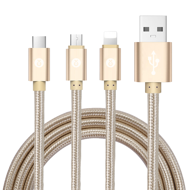 BIAZE Data Cable Three-In Type-C Charging Cable Compatible with Apple IPhone 18/17/16/15/14/13, Android, Xiaomi, Huawei, Honor, Vivo Phones