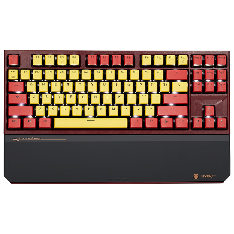 Hyeku X3 87-Key Wired/wireless Dual-Mode Gaming Mechanical Keyboard, Office PBT Keycaps, Kaiva BOX New Switch with Clip, Wrist Rest, Tequila Sunrise, Kaiva Sand Gold Switch