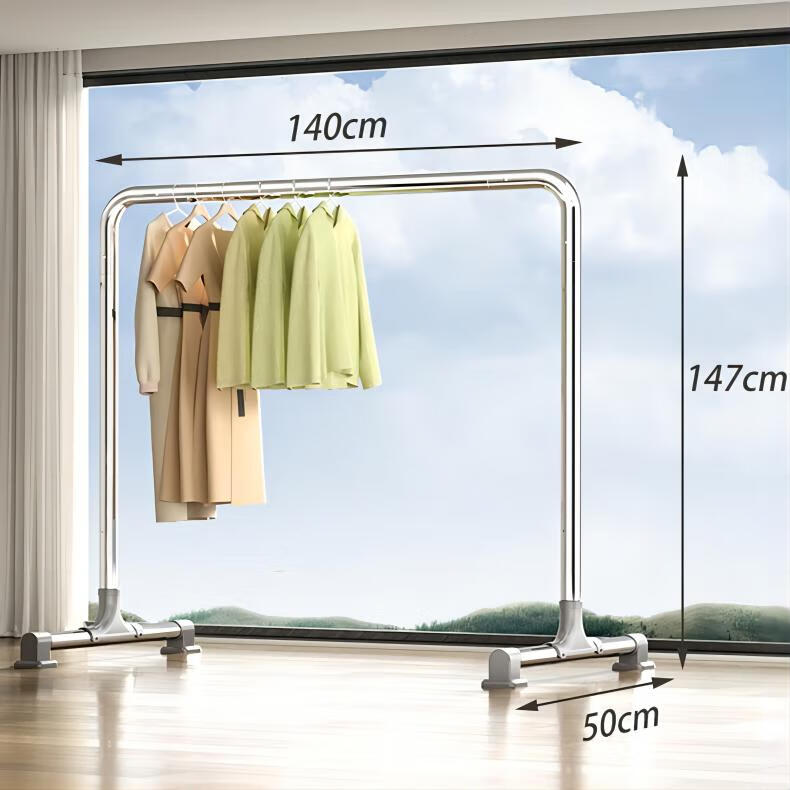 HKG Stainless Steel Clothes Drying Rack Floor-Standing Indoor Outdoor Balcony Bedroom Thickened Laundry Rod 12