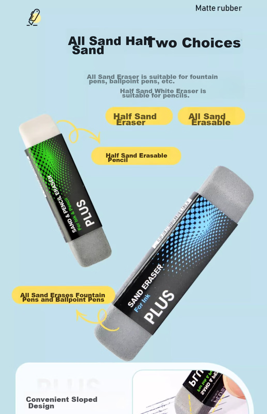 PLUS Erasable Pen with Eraser, Clean Matte Eraser, Student Exam Supplies, Exam Eraser with Less Debris, Matte Style 4