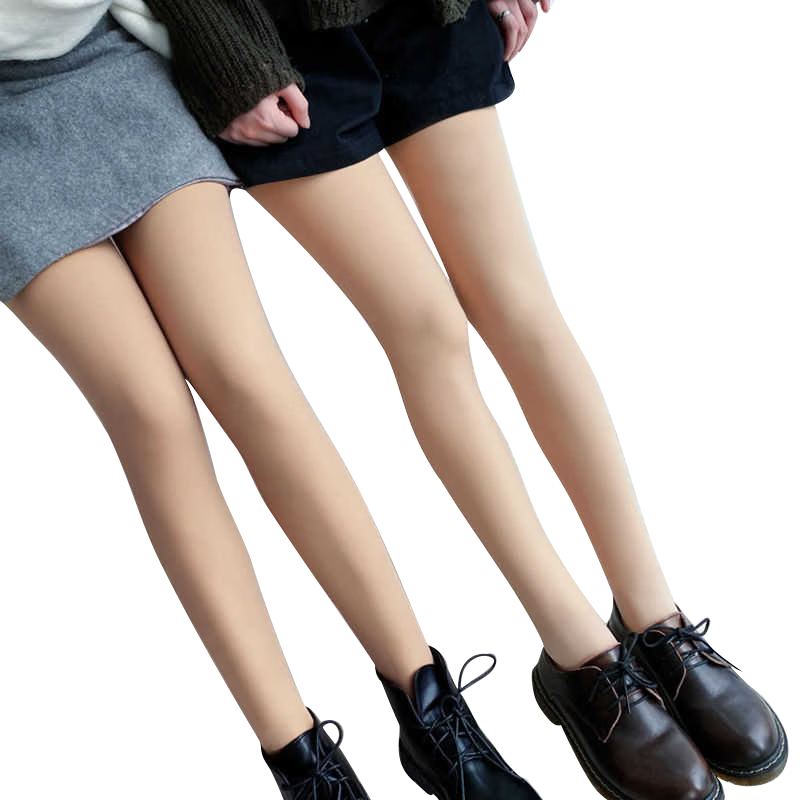 Langsha Women's Spring Autumn Thin Leggings Slimming Bare-Leg Effect Shiny Sheer Footed Tights Black
