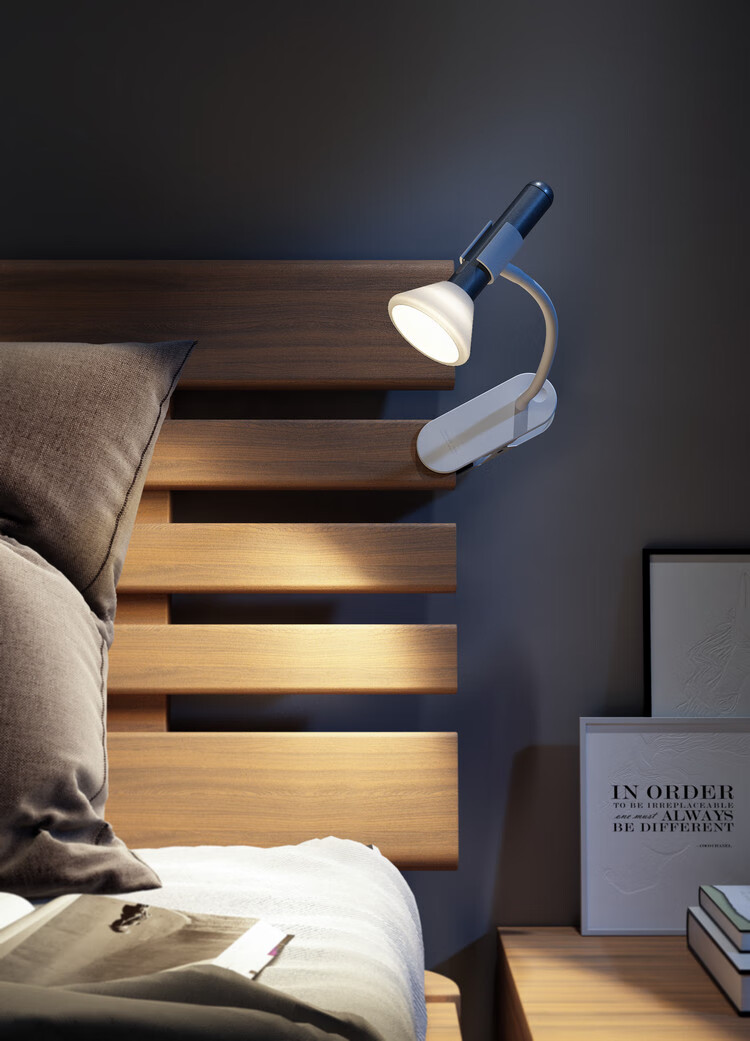 allocacoc床头夹充电式电池台灯学生宿舍夹子usb台灯手电筒夜灯三合一