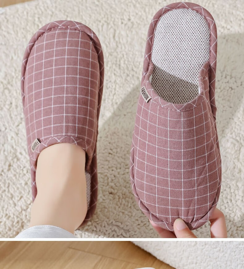 Huameijianbu Versatile Thick-Soled Couple Cotton Slippers for Indoor And Outdoor Use, Fleece-Lined Warm Cotton Slippers HM2258 Brown Size 44-45 24