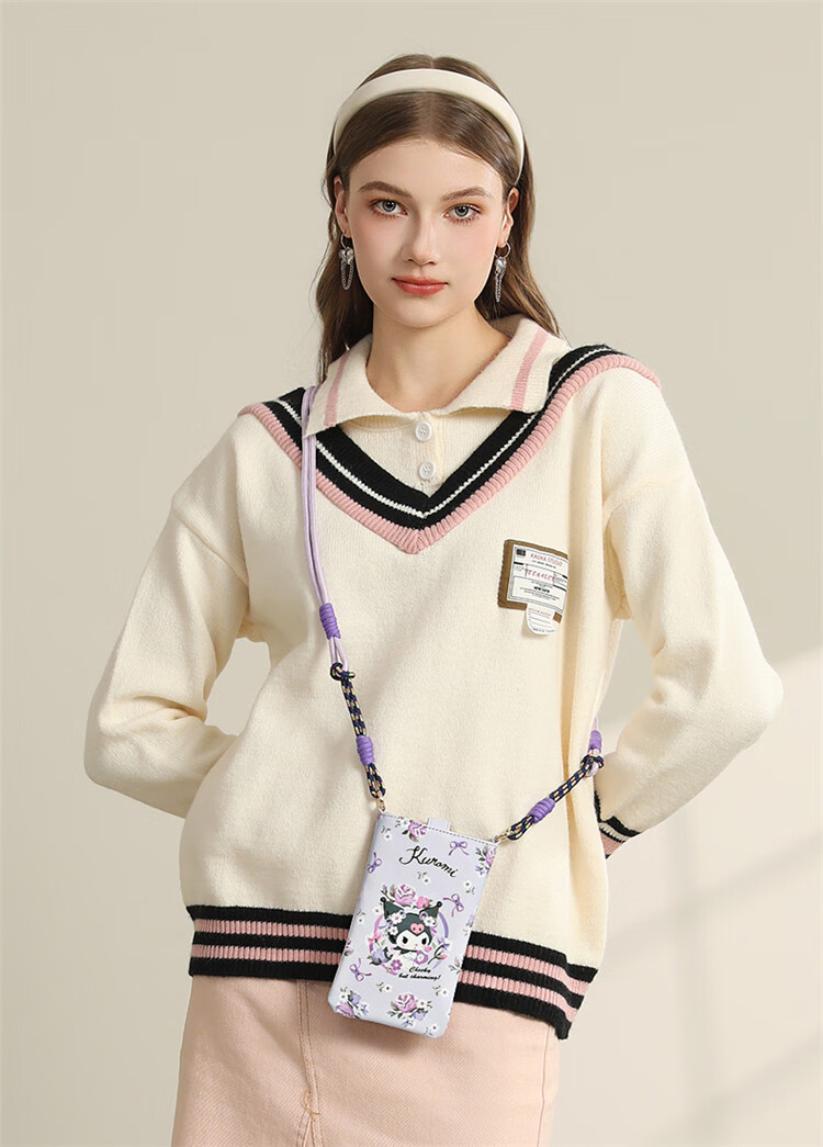 Mesuca X Kuromi Handbag, Women's Portable Phone Bag, Shoulder Crossbody Small Purse, Birthday Gift for Girls 2
