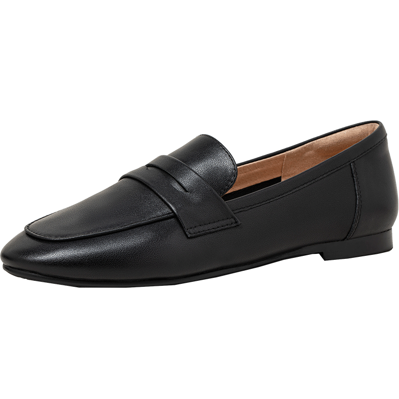 COMELY Women's Slip-On Loafers, Autumn New Style Mall Version, Lightweight Comfortable Commuter Leather Shoes, Black, Size 40