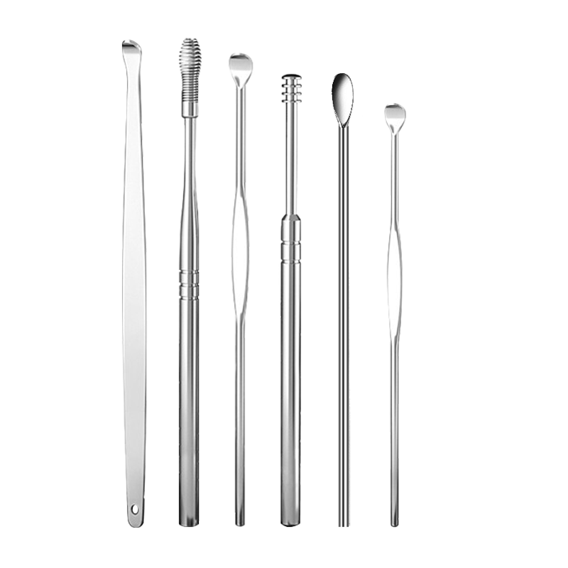 JIANGONG Ear Cleaning Spoon Set - Ear Pick Tool Kit, Stainless Steel Portable 6-Piece Earwax Removal Kit