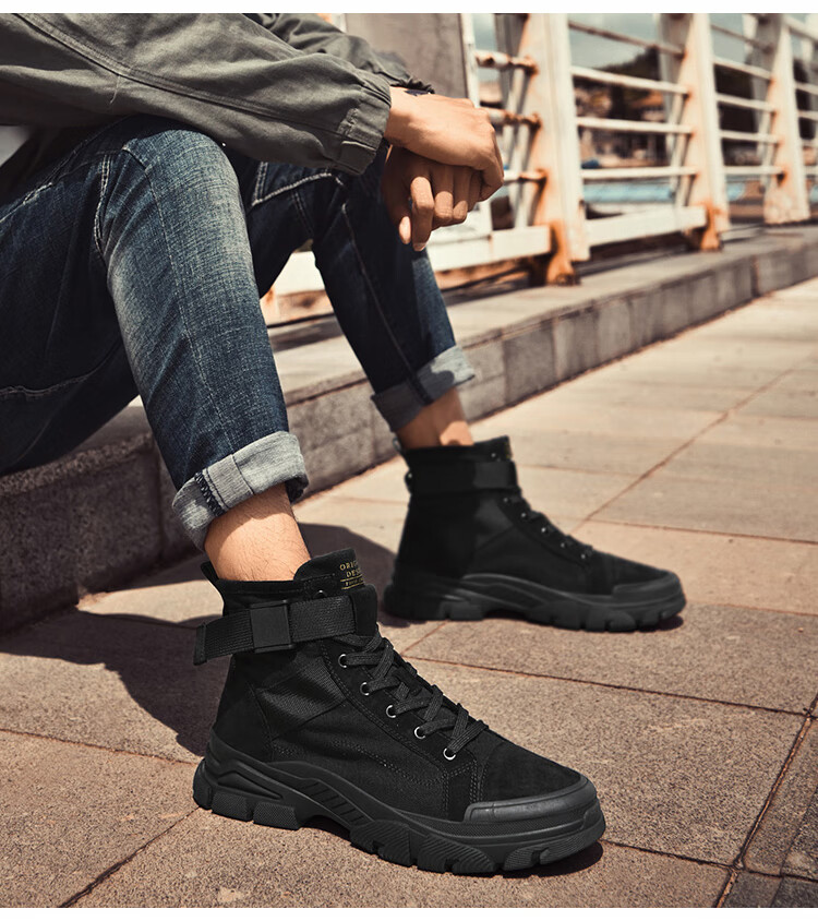 CARTELO Men's High-Top Martin Boots, Autumn And Winter British Style Boots, Men's Work Boots, Hiking Outdoor Safety Shoes 13