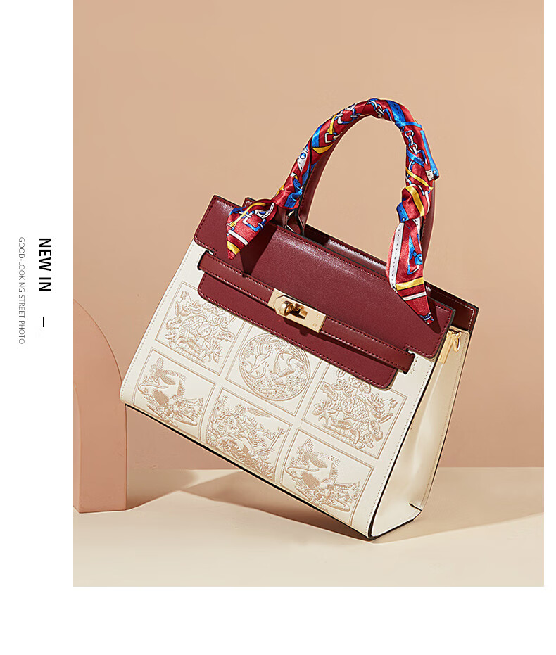 TUCANO Women's Handbag, Cowhide Leather Tote Bag, Chinese Style Embroidery, Mom Bag, Light Luxury Large Capacity Shoulder Crossbody Birthday 520 Gift 4