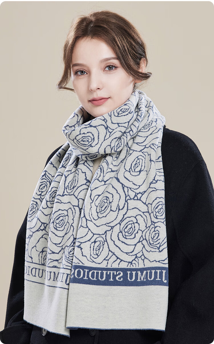 JIUMU Wool Scarf for Women, Autumn And Winter Neck Warmer, Warm Shawl, Gift for Girls Or Mothers, Mid-Autumn Festival Birthday Gift, Gift Box Set 18