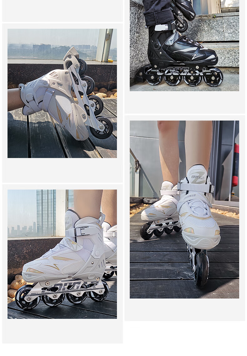 COUGAR Adult Adjustable Casual Roller Skates for Street Skating And Ice Skating, Black, Size L 11