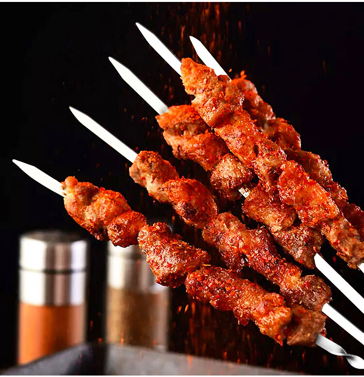 Suncojia 304 Stainless Steel Barbecue Skewers, Meat Kebab Skewers, Grilling Needles, Barbecue Tools, 50 Pieces 15