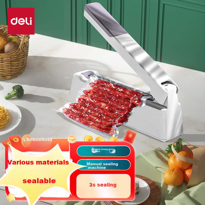 Deli Hand-Pressed Sealing Machine, Laminator, Laminating Machine, Home Plastic Bag Food Sealer, Plastic Sealer for Packaging Bags And Tea Bags, Sealing Packaging Machine 16499
