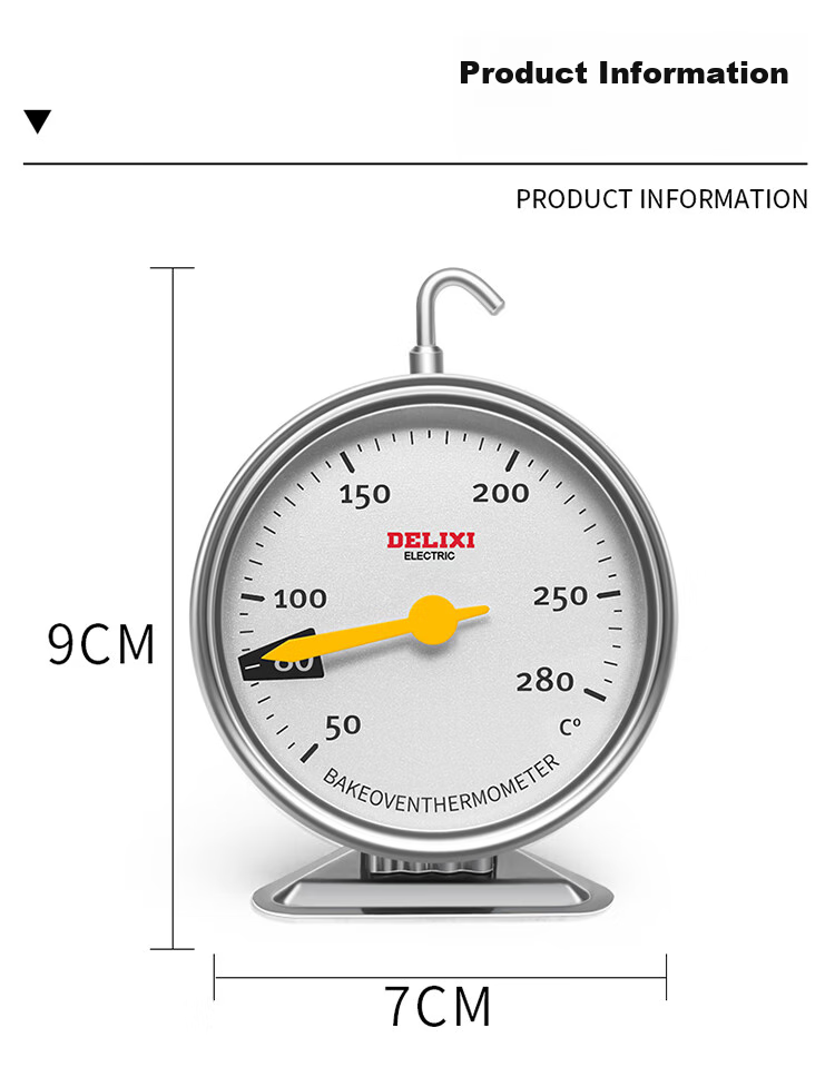 DELIXI ELECTRIC 304 Stainless Steel Oil Thermometer, 20-280°C, for Kitchen Baking And Deep Frying, Quick Temperature Measurement, No Battery Required 13