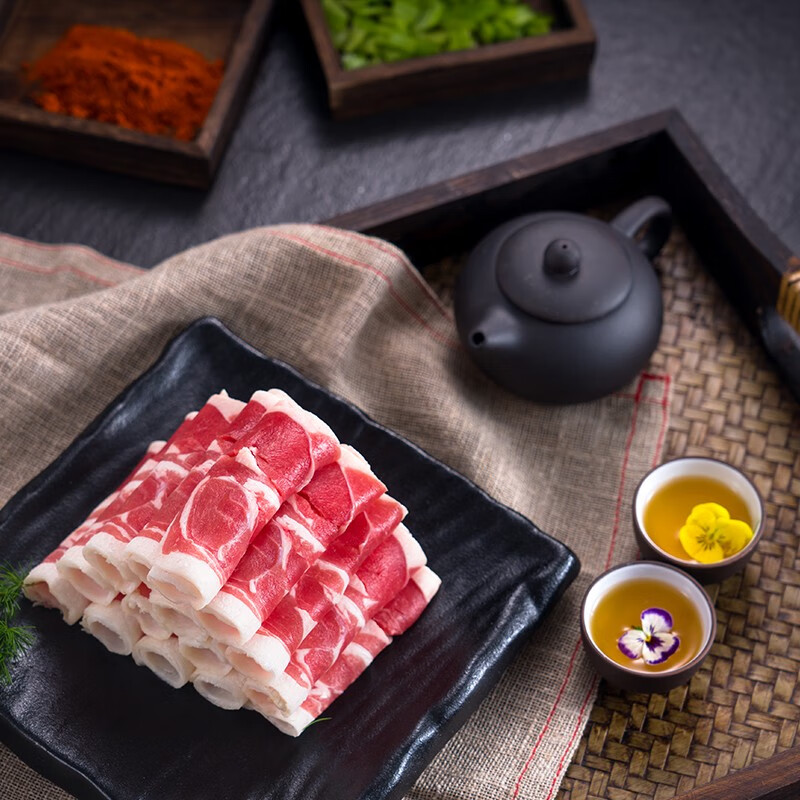 东来顺 内蒙古羔羊原切肋排羊肉片400g 火锅羊肉卷 清真中华老字号