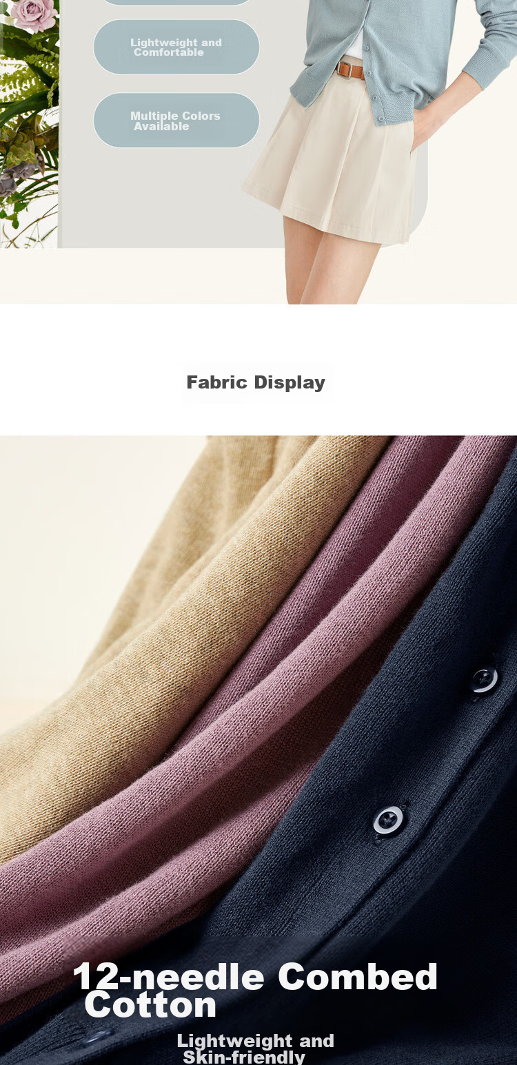 Giordano Knitted Cardigan for Women, Cotton V-Neck Sweater, Women's Outerwear, Solid Color Women's Jacket 05350649 5