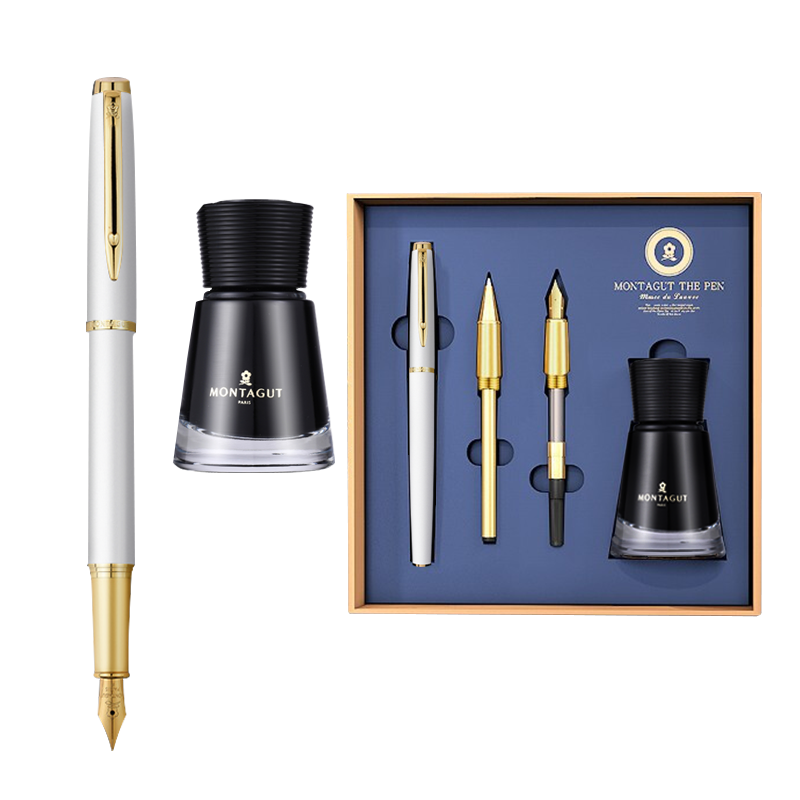 MONTAGUT [Mid-Autumn Festival Gift] Fountain Pen, Fine Nib, Extra-Fine Signature Pen for Men And Women, Students, Adults, Office Gift, Ink Gift Box Set, Ruizhi Series, Baoliya