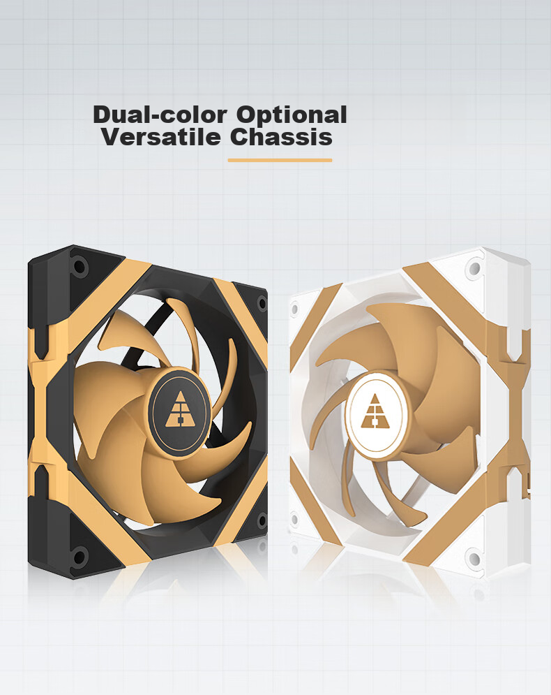 Golden Field Aierdun FZ-L12 Black Gold Anti-Rotor, Non-Glowing PWM Temperature Control, 12cm Desktop Case Cooling Fan, 7 Blades/Low Noise/High Efficient Heat Dissipation/Hydraulic Bearing 2