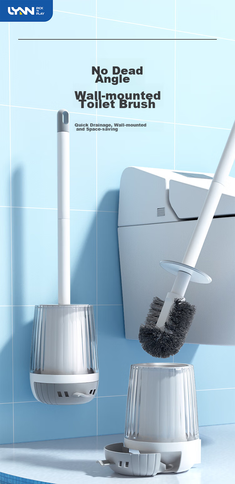 LYNN Wall-Mounted Toilet Brush Set, Drainable, Bathroom Cleaning Brush, No Dead Angle Cleaning, 1 Set 1
