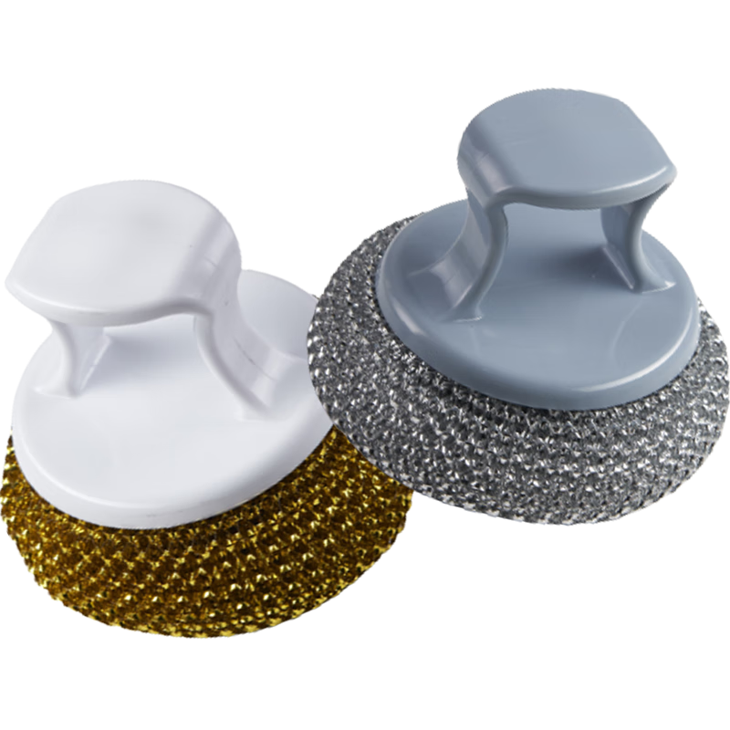 HOUYA Cleaning Balls, 4 Pieces with 2 Handles, Large Size, for Household Kitchen Use, Pot Scrubbing And Dish Washing, Short Handle Brush
