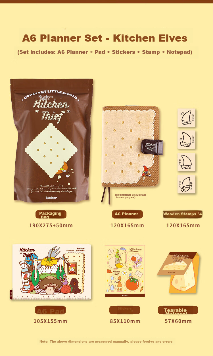 Kinbor [Mid-Autumn Festival Gift] Kitchen Fairy 128-Sheet A6 Planner Notebook Set Gift Box, Girls' Gift Stationery (With Pad, Stickers, Stamp, Memo Pads) DT56085 5