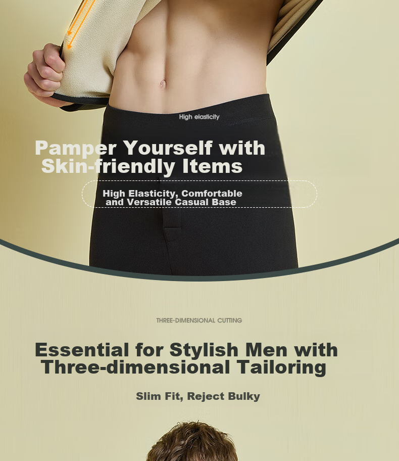 LangSha Thermal Underwear for Men, Fleece-Lined Thickened Top, Single Piece Autumn And Winter Inner Wear, Slim-Fit Cotton Sweater, Fleece-Lined Base Layer 12