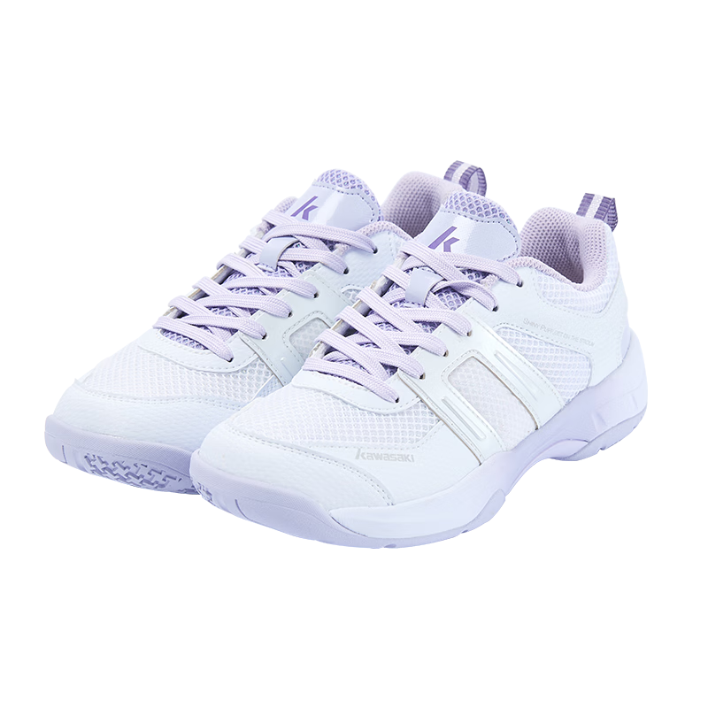 KAWASAKI Badminton Shoes for Men And Women, Shock-Absorbing, Wear-Resistant, Breathable Sports Shoes Puff K-073d Plus Light Purple Size 37