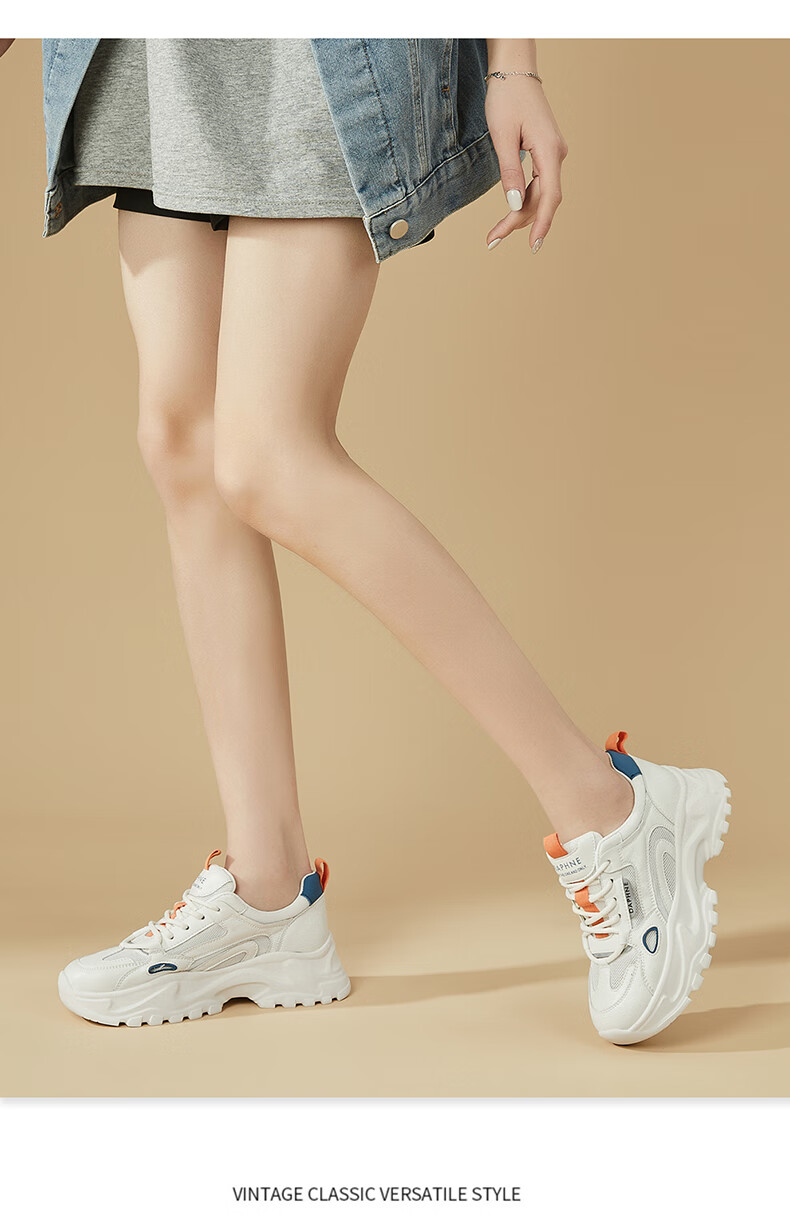DAPHNE Mesh Casual Shoes for Women, Thick-Soled Breathable Height-Increasing Slimming Foot-Smallening Dad Shoes 4623101141 White Blue 36 7