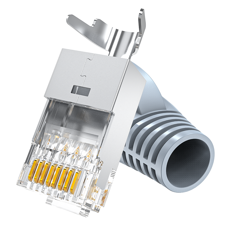 Shengwei Category 8 Shielded Crystal Head, 10 Gigabit Two-Piece Pure Copper RJ45 Cat6 Cat7 50U Gold-Plated Connector with Swallow Tail Clip, Pack of 10 WRC75010