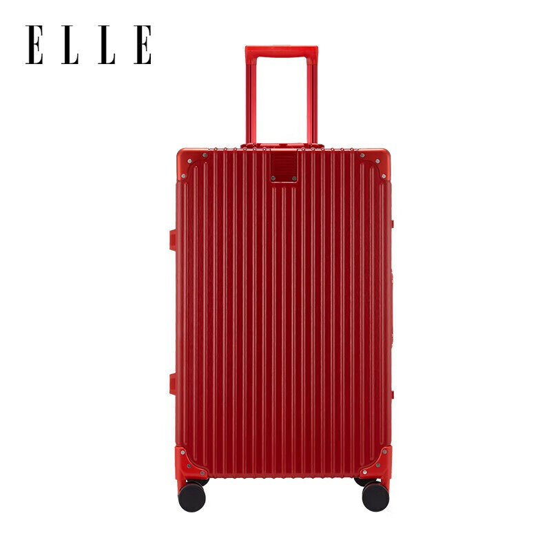 ELLE French 24-Inch Red Wedding Dowry Suitcase Luggage TSA Password Lock Trolley Case Women's Travel Suitcase