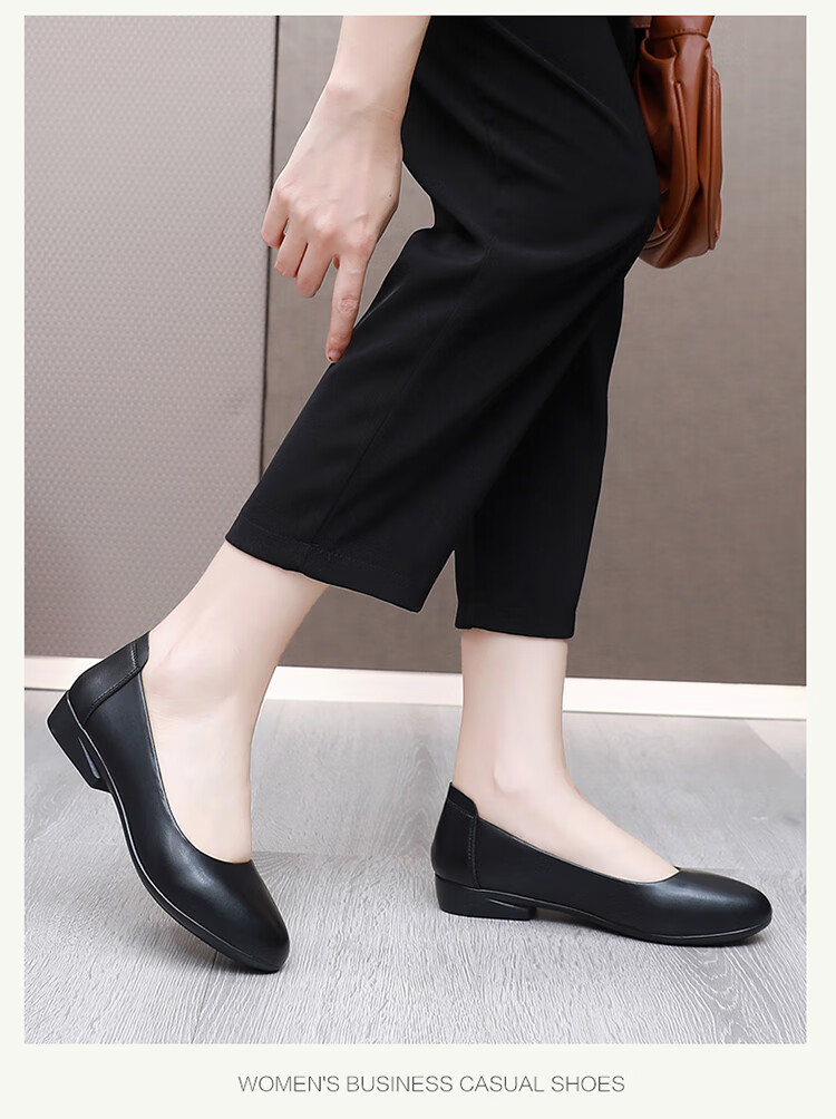Poitulas Women's Casual Low-Cut Work Shoes, Comfortable Commute Professional Formal Leather Shoes for Women, 8718 Black, Size 39 11