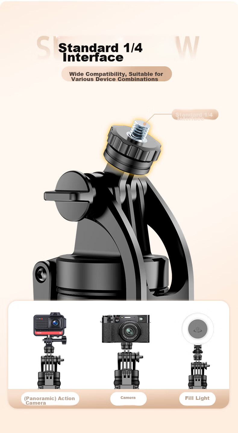 SelfieShow [Newly Upgraded Ultra-Stable 1.8-Meter Four-Legged Stand] Selfie Stick, Floor-Standing Anti-Shake, 360° Rotation, Multifunctional Outdoor Live Streaming Selfie Vlog Tool, Suitable for DJI Pocket 3 11