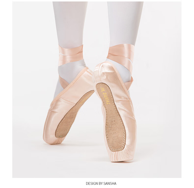 Sansha Ballet Pointe Shoes, Satin Upper, Leather Sole, Dance Shoes, Hard Shoes, Practice Shoes, FRD1.0REG, Satin, Size 39 10