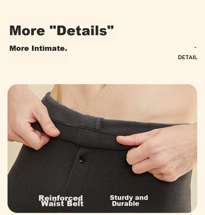 MiiOW Men's Thermal Underwear, Cashmere And Silk Antibacterial Heat-Generating Autumn Pants, Fleece-Lined Cold-Proof Couples' Underwear Cotton Pants 19